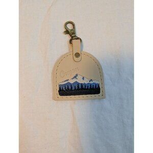 Portland Leather goods Oregon Mt Hood leather bag charm in bone